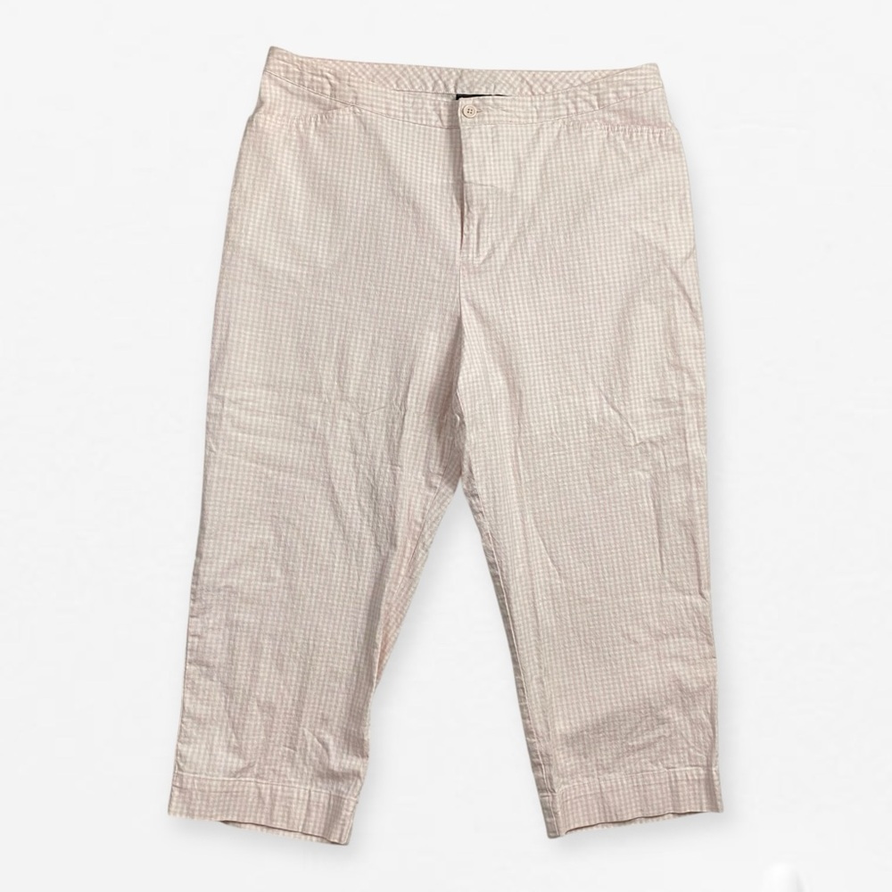 Sonoma Lightweight Cotton pink white gingham summer crop capris Chinos pants 16 - Picture 2 of 4